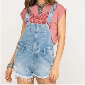 Free People June Shortalls in Indigo Blue